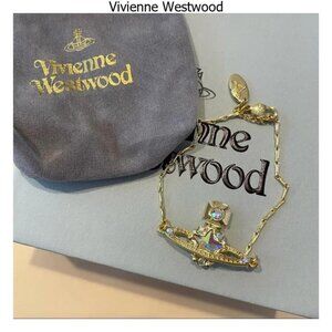 Vivienne Westwood mini bas relief bracelet rhinestone orbit pearl ROSE GOLD